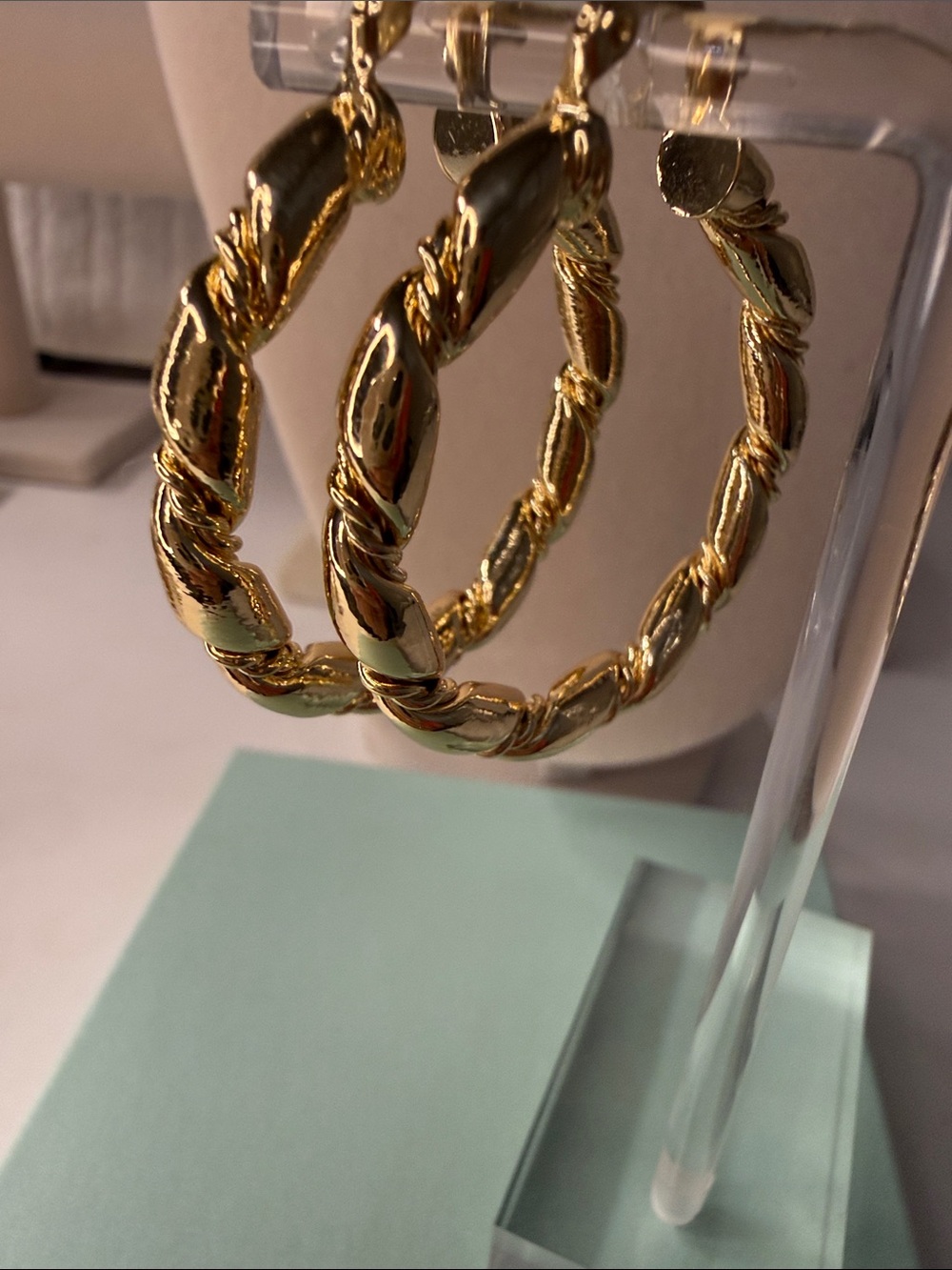 Gold Twisted Hoop Earrings - Women Jewelry